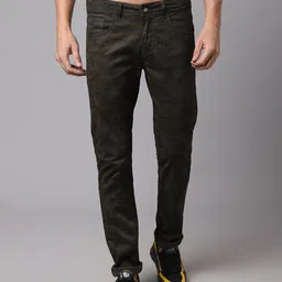 Cantabil Men Brown Camouflage Printed Chinos Trousers-image-49