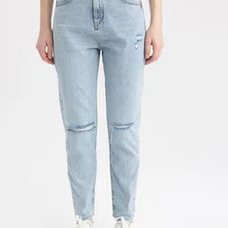 DeFacto Women Pure Cotton Mildly Distressed Mid-Rise Jeans-image-67