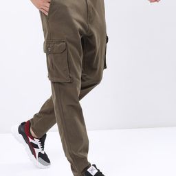 HIGHLANDER Men Olive Green Mid-Rise Slim Fit Cargos-image-39