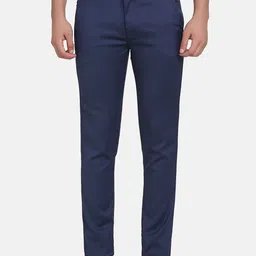 TAHVO Men Blue Comfort Slim Fit Trousers-image-35