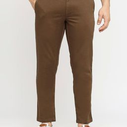 Basics Men Tapered Fit Mid-Rise Dobby Cotton Regular Trousers-picture-4