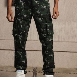 The Roadster Lifestyle Co. Men Olive Camouflage Printed Mid-Rise Track Pant-image-6
