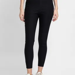 Globus Women Black Printed Smart Skinny Fit High-Rise Trouser-image-7