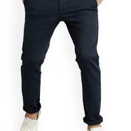 AD & AV Men Navy Blue Classic Easy Wash Chinos Trousers-image-64