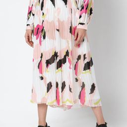 Vero Moda Women White Printed High-Rise Pleated Regular Trousers-picture-34