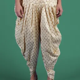 Sangria Men Printed Gathered Art Silk Dhoti Pants-49