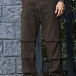 Thomas Scott Men Classic Straight Fit Mid-Rise Pure Cotton Easy Wash Cargos Trousers-image-69