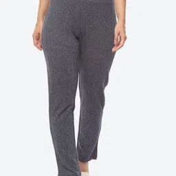 Biba Women Navy Blue Striped Smart Slim Fit Trousers-image-93