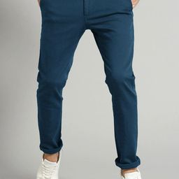 AD & AV Men Teal Classic Easy Wash Chinos Trousers-image-61