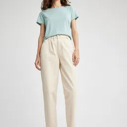 DeFacto Women Mid Rise Plain Pure Cotton Trousers-image-89
