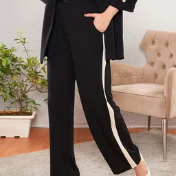 SASSAFRAS worklyf Women Straight Fit High-Rise Easy Wash Formal Trousers-picture-21