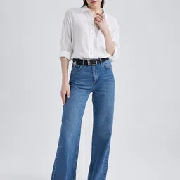 DeFacto Women Boot Cut Mid Rise Pure Cotton Jeans-image-98