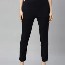 GOLDSTROMS Women Navy Blue Cigarette Trousers-image-22