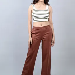 Mlada Women Original Flared Low-Rise Lint Free Parallel Trousers-image-26