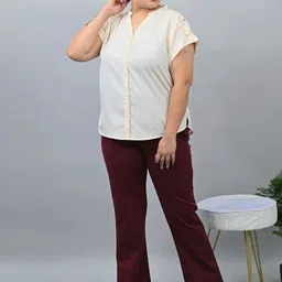 Mlada Women Plus Size Original Flared Fit Low-Rise Lint Free Bootcut Trousers-picture-8