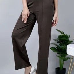 Mlada Women Original Flared Low-Rise Lint Free Parallel Trousers-image-27