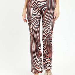 BAESD Women Abstract Printed Slim Fit Wrinkle Free Bootcut Trousers-10