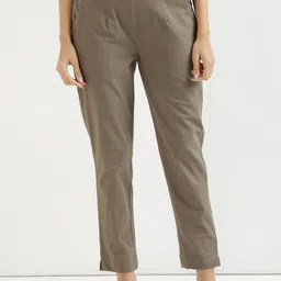 SAADAA Women Mid-Rise Cotton Trousers-picture-2