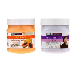 FEELHIGH Set Of 2 Papaya Skin Brightening Cream & Hair Spa Cream - 500 ml Each-16