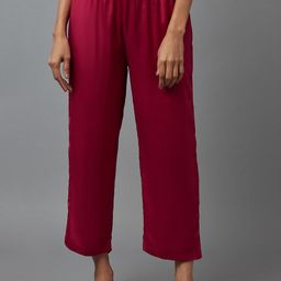 WISHFUL Women Fuchsia Solid Regular Fit Cropped Parallel Trousers-21