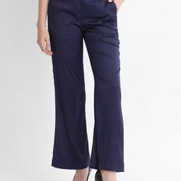 RAREISM Women Slim Fit High-Rise Plain Satin Parallel Trousers-picture-19
