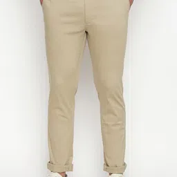 Basics Men Khaki Tapered Fit High-Rise Trousers-image-125