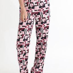 RAREISM Women Geometric Printed Slim Fit High-Rise Trousers-image-49