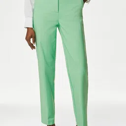 Marks & Spencer Women Slim Fit High-Rise Cotton Trouser-picture-11