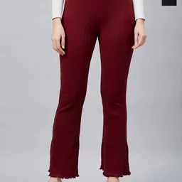 Blinkin Women Pack Of 2 Smart Flared High-Rise Plain Bootcut Trousers-image-22
