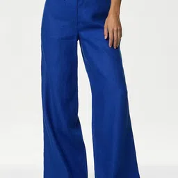Marks & Spencer Women Flared High-Rise Trousers-image-52