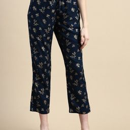 De Moza Women Floral Printed High-Rise Trousers-picture-7