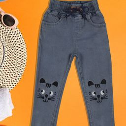 A-Okay Girls Clean Look Embroidered Slim Fit Cotton Denim Jeans-37