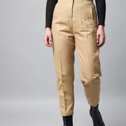 Orchid Blues Women Tapered Fit High-Rise Easy Wash Trousers-image-88