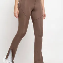 EVERDION Women High-Rise Easy Wash Side Slited Bootcut Trousers-image-56