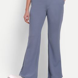 BROADSTAR Women Grey Relaxed Flared High-Rise Easy Wash Bootcut Trousers-image-123