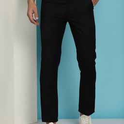 Indian Needle Men Flat Front Mid Rise Relaxed Tapered Fit Casual Regular Trousers-image-99