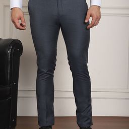 Indian Needle Men Relaxed Tapered Fit Textured Cotton Easy Wash Formal Trouser-image-95