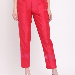 RIVI Women Mid-Rise Easy Wash Pure Cotton Cigarette Trousers-image-7