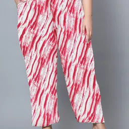 Indietoga Women Plus Size Abstract Printed Trousers-image-58
