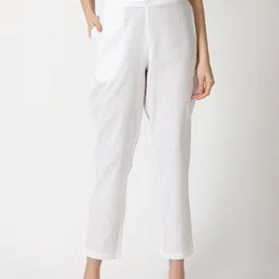 Saffron Threads Women Mid-Rise Original Straight Fit Easy Wash Crop Trousers-image-62