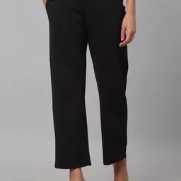 NEUDIS Women Black Easy Wash Straight Fit Trouser-image-36