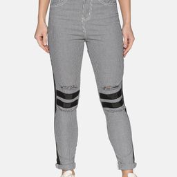 KULTPRIT Women Striped Relaxed Skinny Fit Easy Wash Trousers-image-92