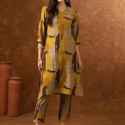 Anouk Abstract Printed Kurta with Trousers image 3