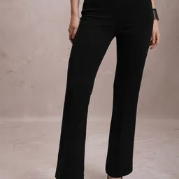 Vishudh Women Black Winter Flared Trousers-image-80