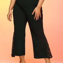 CURVE BY KASSUALLY Women Green Flared Parallel Trousers-87