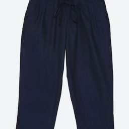 Biba Girls Navy Blue Solid Cotton Paper Bag Waist Pleated Trousers-image-58