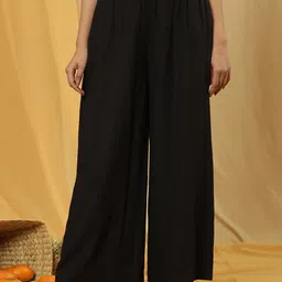 W Women Straight Fit Pleated Parallel Trousers-image-24