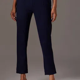W Women Blue Slim Fit Trousers-image-42