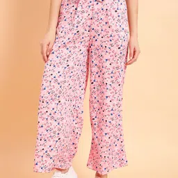 MINT STREET Women Floral Printed Mid Rise Plain Parallel Trousers-image-70