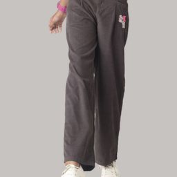 UNDER FOURTEEN ONLY Girls Grey Relaxed Pleated Cotton Trousers-image-81